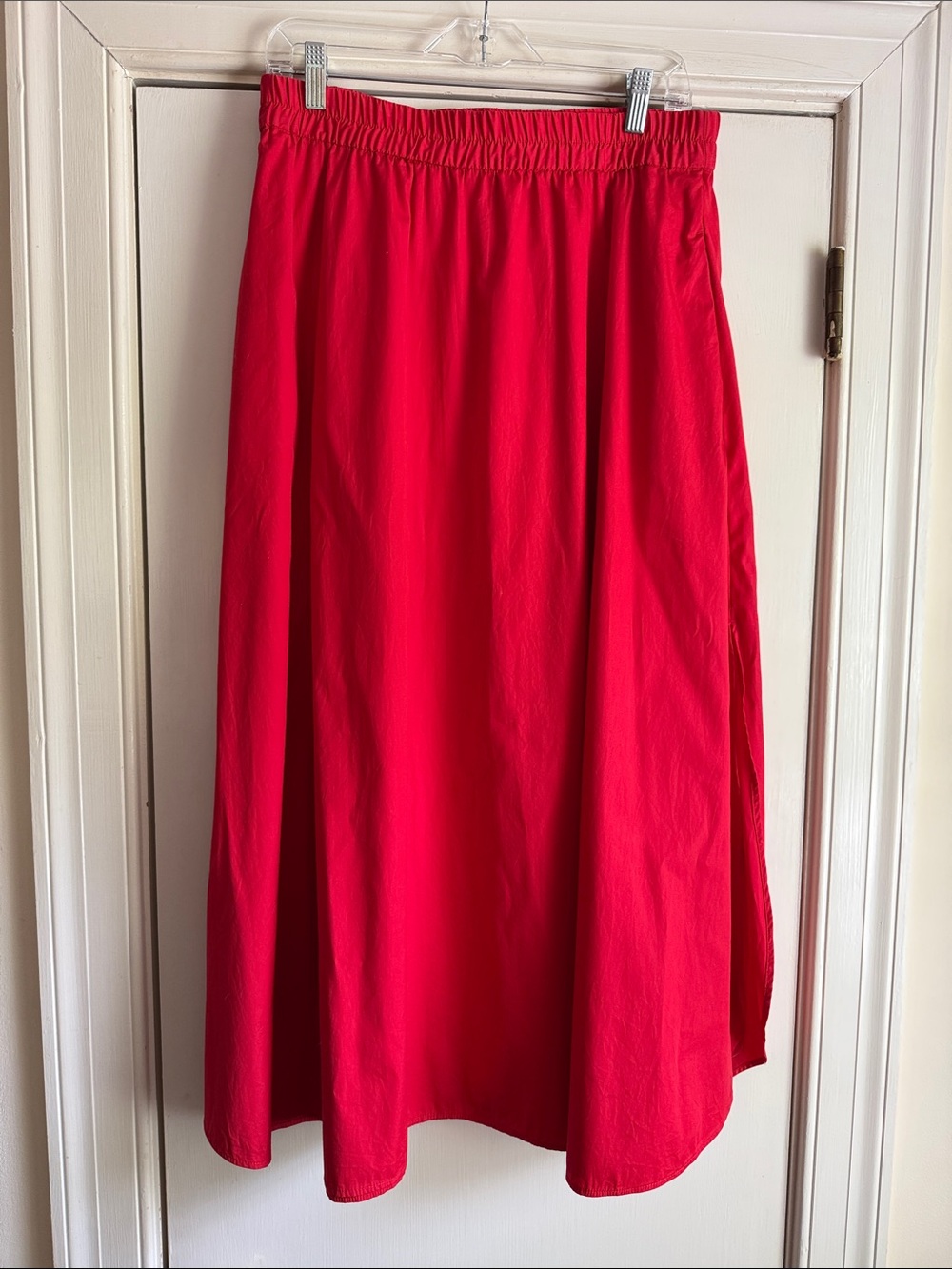 Madewell Red Elastic-Waist Midi Skirt